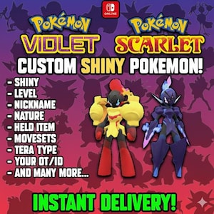 AANGEPASTE GLANZENDE POKEMON Scarlet Violet Pokopia Ready Any Species Battle Ready 6IV Custom Ot Trainer Naam Home Transfer Switch 2 Snelle levering