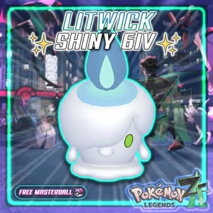 Pokemon Za SHINY 6IV LITWICK Competitive Set Battle Ready Switch 2 Corbeau Mega Evolution Pokedex