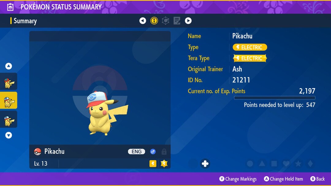 Buy ASH PIKACHU EVENT Unova Cap 6IV Pokémon Scarlet and Violet