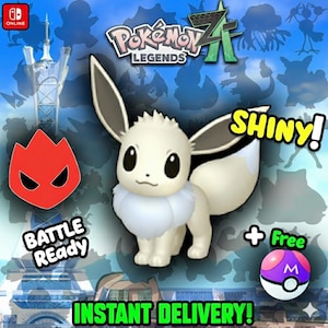 Pokémon Za Nivel 5 Adamant SHINY ALFA 6IV Eevee Conjunto Competitivo Battle Ready Switch 2 Corbeau Mega Evolución Pokédex