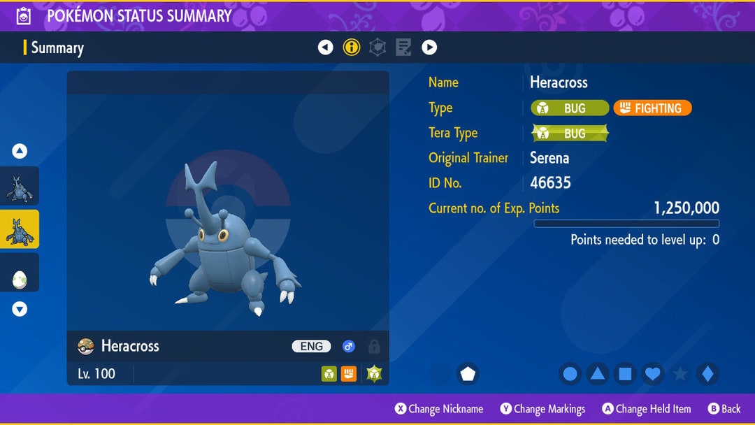 Heracross 6IV Lucido EV'd Battle Ready - Pok&eacute;mon Scarlatto E Viola (Nintendo Switch)