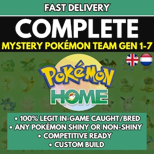 Pokémon HOME 6IV Equipo Pokémon Misterioso Shiny / Pokémon Escarlata Violeta / Pokémon Espada y Escudo, Pokémon Let's Go, Pokémon Leyendas Arceus