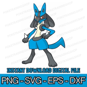 Lucario Svg PNG DXF EPS, Archivo de corte de Pokémon, Silueta de Cricut, Clipart vectorial, Camiseta, Taza, Pegatina, Descarga digital instantánea