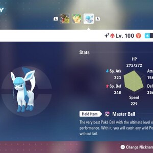 Pokemon Legends Z-A SHINY ALPHA 6IV Glaceon / Competitive Set Battle Ready EV Trained / Shiny Pokemon / Customizable / Fast Trade /