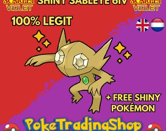 SHINY 6IV SABLEYE / Pokémon Scarlet and Violet / 6IV Pokemon / Shiny Pokemon / Competitive Battle Ready + EVs / Free Shiny / EV Trained