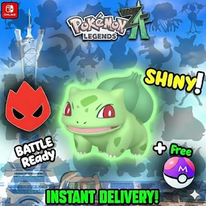 Pokemon Za SHINY ALPHA 6IV Bulbasaur Competitive Set Battle Ready Switch 2 Corbeau Mega Evolution Pokedex