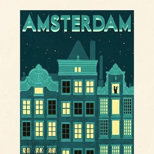 B004 AMSTERDAM NETHERLANDS Vintage Travel Fridge Magnet