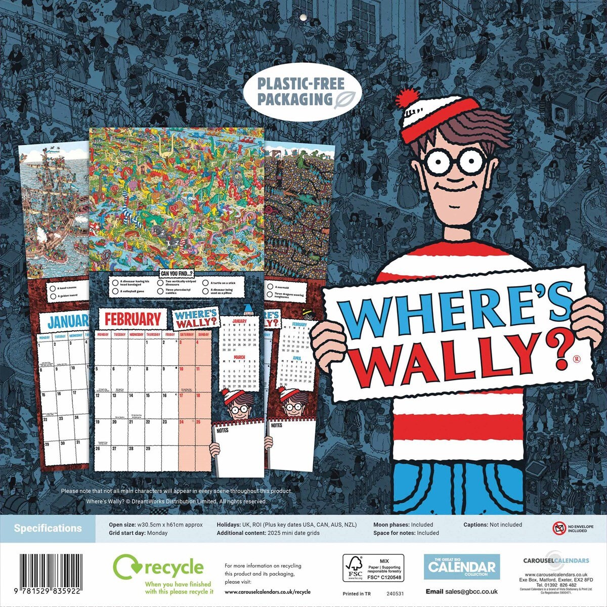 Where's Wally Calendar 2024 Plastic Free Packaging Etsy