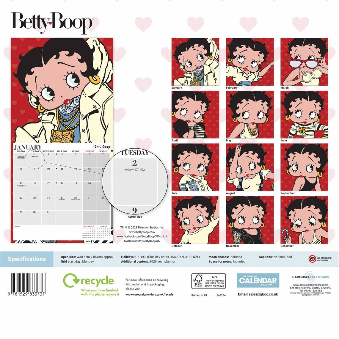 Calendrier officiel Betty Boop 2025 Emballage sans plastique Etsy Canada