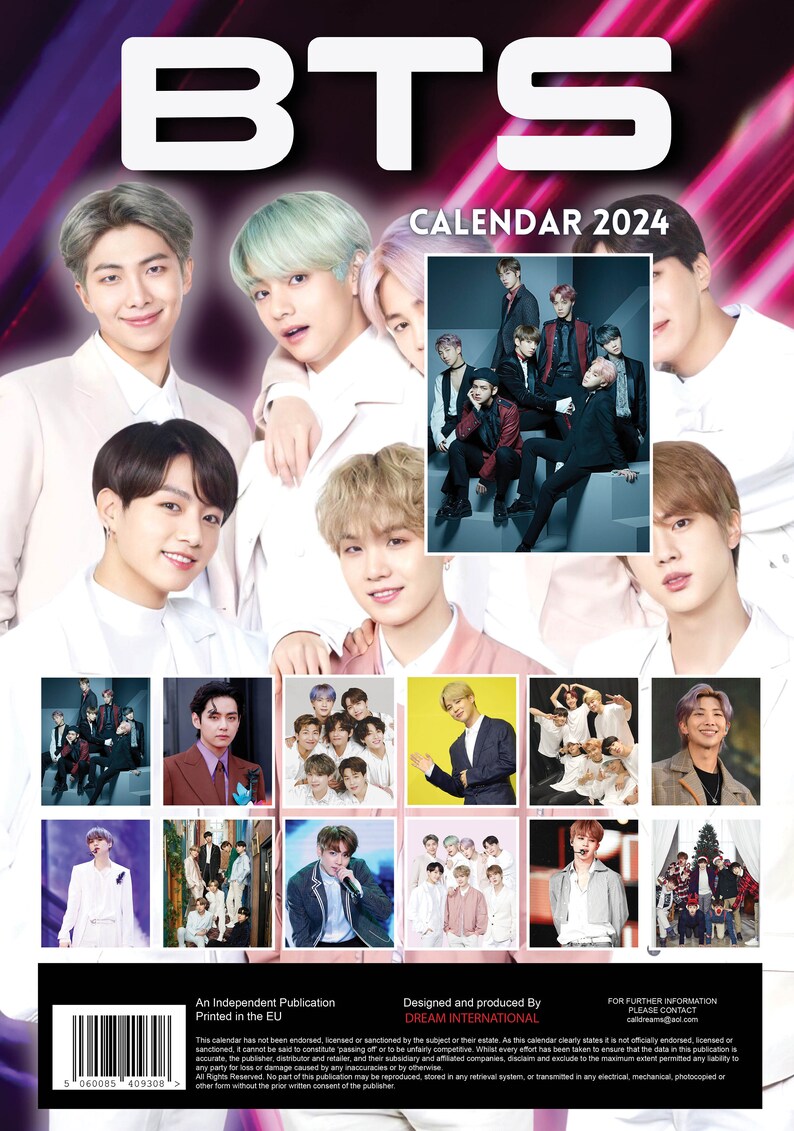 BTS Calendar 2024 K Pops Bangtan Boys Etsy