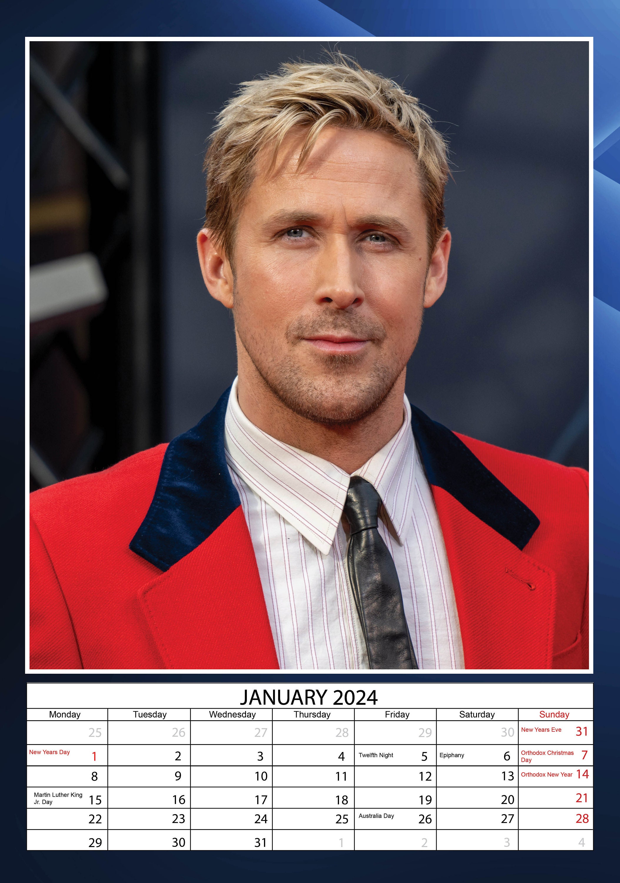 Ryan Gosling Calendar 2024 Etsy