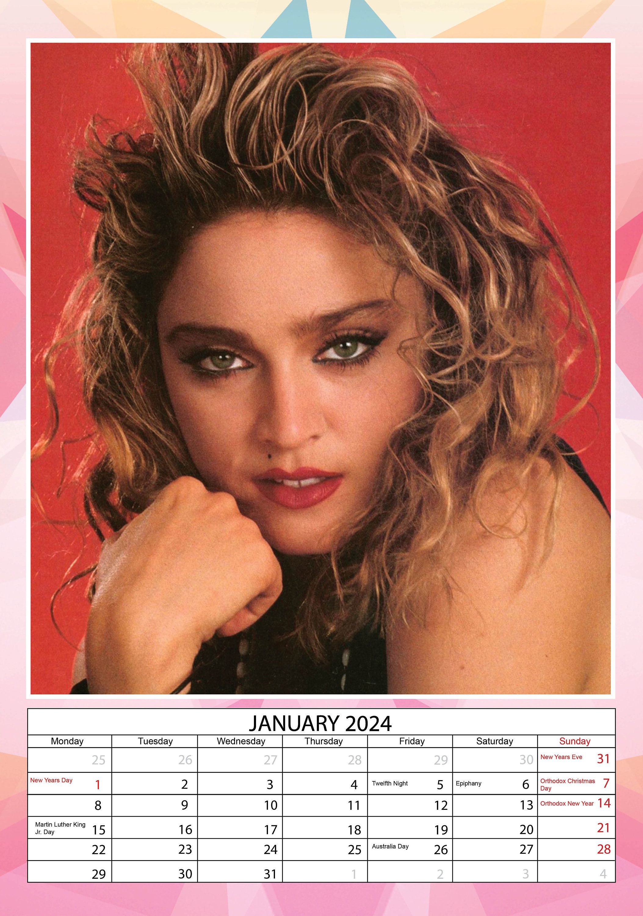 Madonna Calendar 2024 Etsy