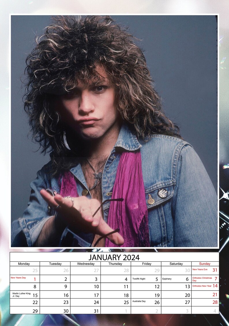Rocking Bongiovi Calendar 2024 the Jovi Experience Etsy