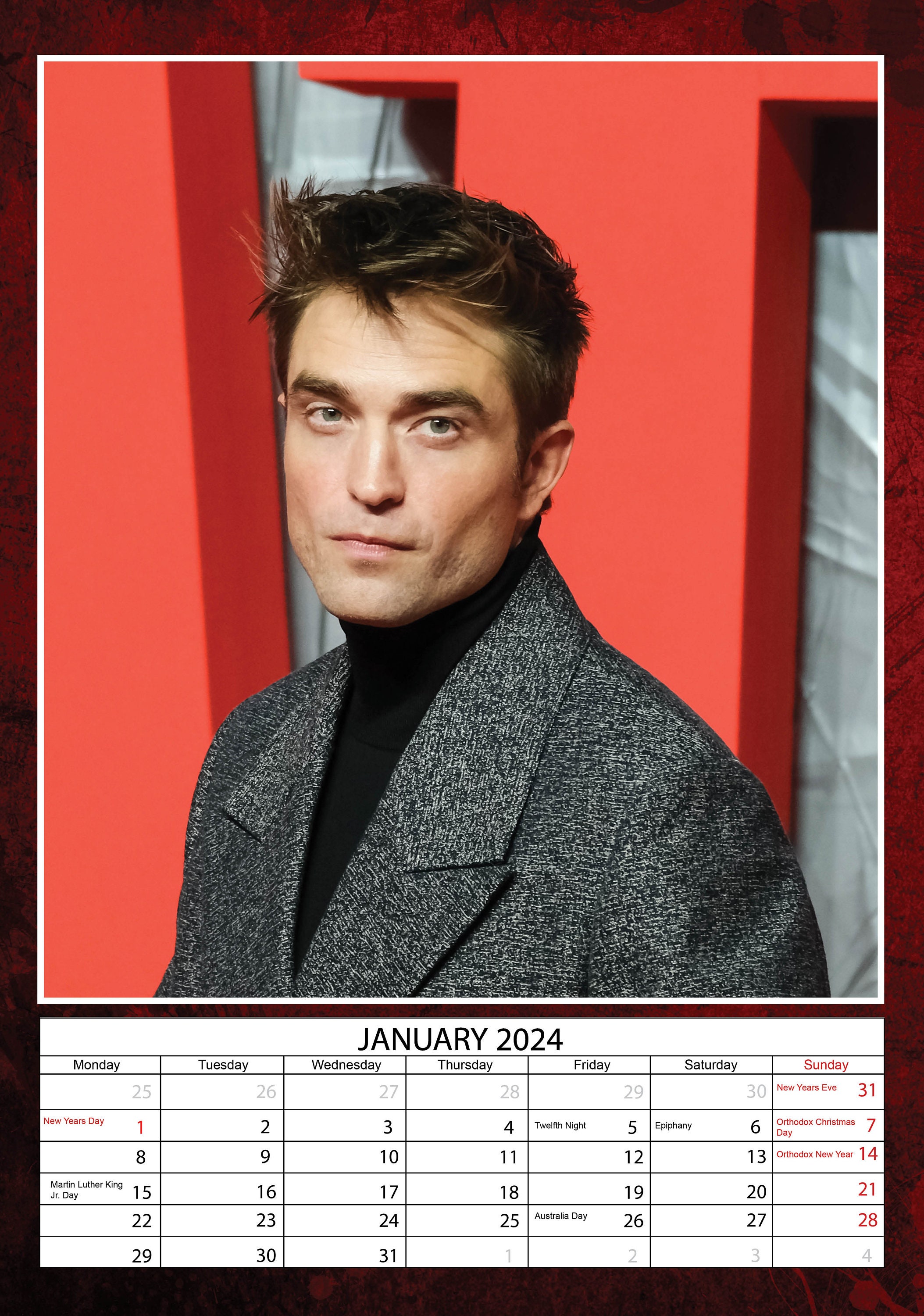 Robert Pattinson Calendar 2024 Etsy