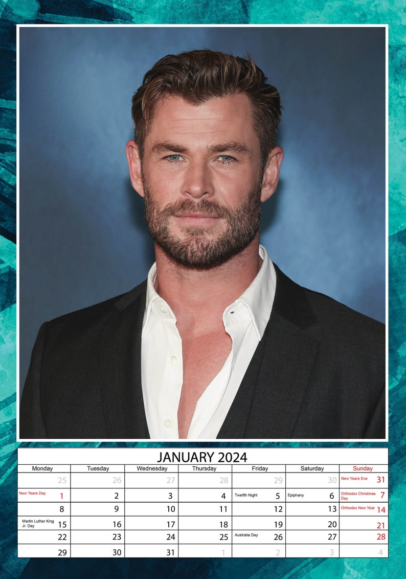 Chris Hemsworth Calendar 2024 Etsy
