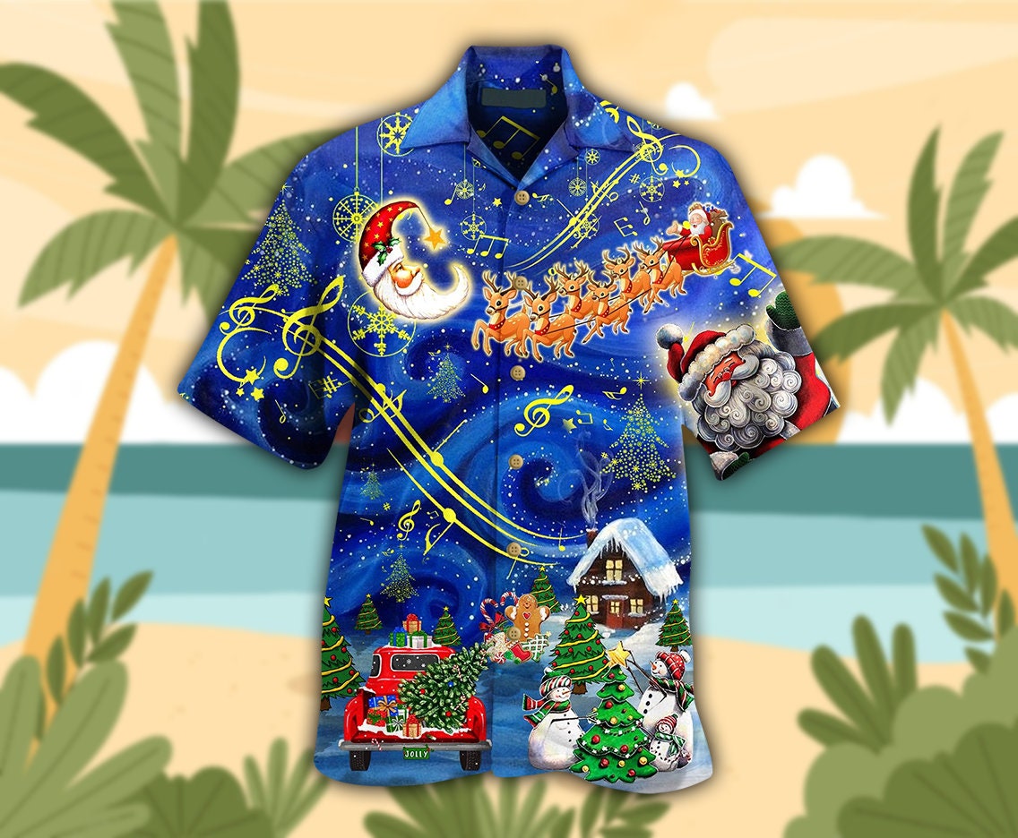 Discover Christmas Sky Hawaii Shirt, Merry Christmas Hawaiian Shirt