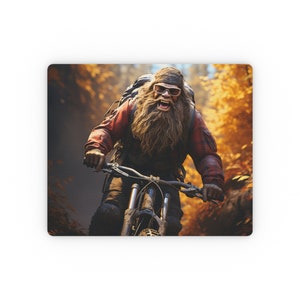 Bigfoot on a mountain bike - Rectangular Mouse Pad