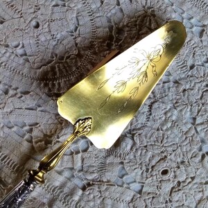 Antique French Minerva silver and vermeil cake slice