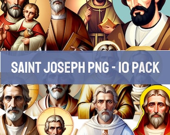 Saint Joseph PNG Clip Art - 10 Pack - Transparent Background - Tumbler Graphics - Digital Clipart - Catholic - Jesus - Christian