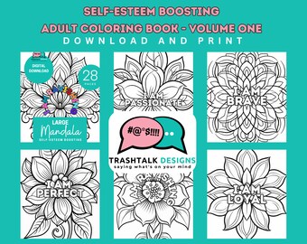 Female Empowerment Self-Esteem Building Colouring Pages, Female Colouring Book, Printable Adult Colouring Pages, Adult Color Therapy