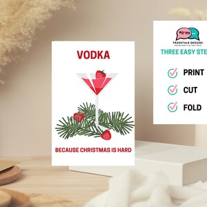 Vodka perché il Natale è difficile divertente biglietto di Natale, download immediato, biglietto di Natale stampabile, divertente biglietto di auguri per le feste