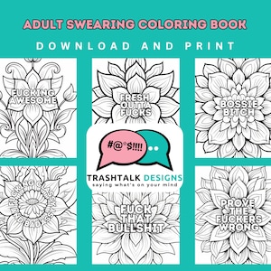 Swear Word Mandala Coloring Pages, Funny Adult Coloring Book, Cuss Words, Printable Adult Coloring Pages, Adult Color Therapy image 1