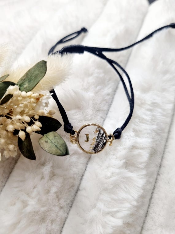 Bracelet incrusté de poils d'animaux, pet memory