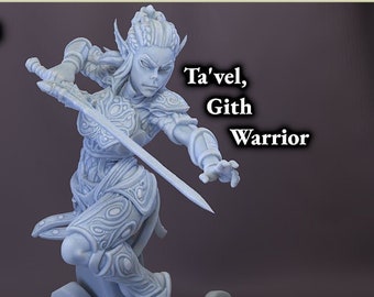 Ta'vel, Gith Warrior | Twin Goddess Miniatures | Printed w/ High Durability Resin | 32mm/75mm Scale