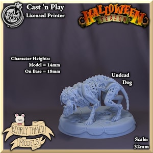 Undead Dog | Cast n Play | Halloween Season | Printed w/ High Durability Resin | Undead Animals Set | 32mm Scale