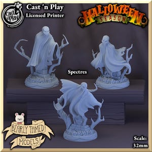 Spectres | Cast n Play | Halloween Season | Printed w/ High Durability Resin | Ghosts Set | 3 Variants | Group Discount | 32mm Scale