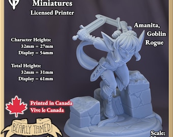 Amanita, Goblin Rogue | Twin Goddess Miniatures | 32mm/Display Scale