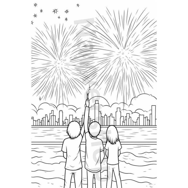 25 Printable Coloring Page, New Year Coloring Book, Coloring Page for