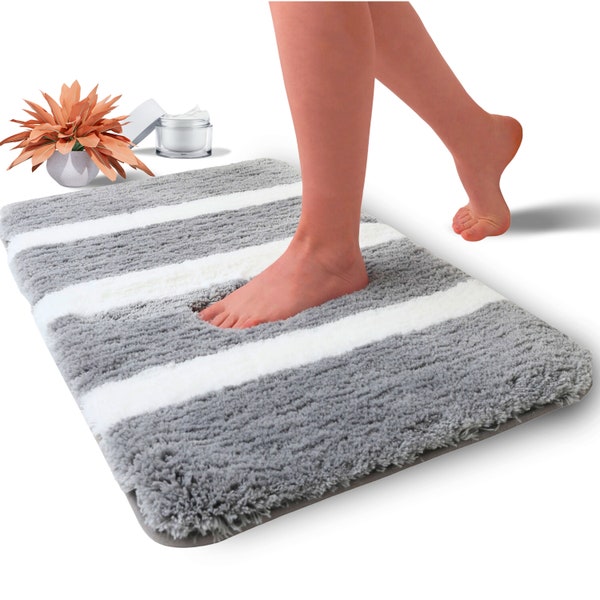 Microfiber Luxury Bathroom Rugs Mat, Extra Soft, Absorbent Bath Rugs, Non_ Slip, and Machine Washable Dry Bath Mats for Bathroom Floor, Grey