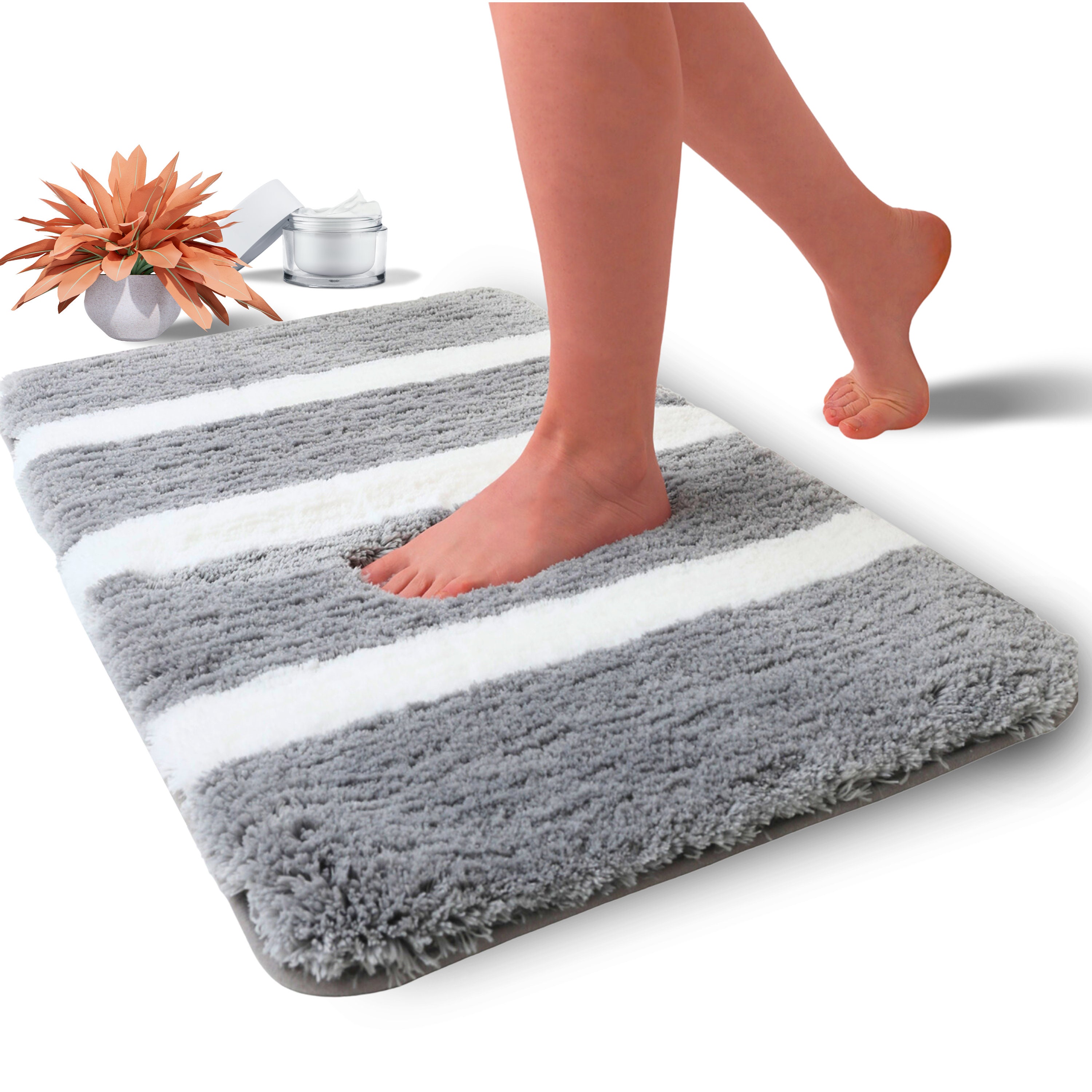 TOKLYUIE Super Absorbent Floor Mat, Quick-drying Bathroom Mats, Absorbent Bath Mats for Home, Rubber Non-Slip Bottoms, Easy to Clean, Simple