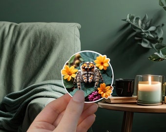 Cute & Creepy Jumping Spider Stickers, Vibrant Arachnid Decals, Laptop, Water Bottles stickers, Halloween Sticker, Sticker pack - Set 2