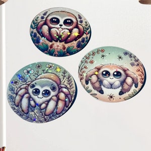 Jumping Spider Sparkle Stickers set #5, 3 Cute & Creepy 2 inch holographic Star Arachnid Decals, Kindle sticker, Laptop, Water Bottle.