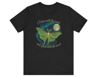 Camiseta con estampado de polilla luna • Camiseta estilo cottagecore con aurora boreal