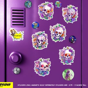 Stickers schedel en bloem / stickerpakketten - helder, mooi, waterbestendig