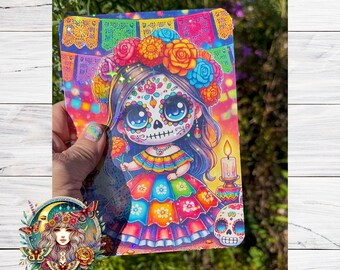 Inserto para Kindle - Paquete de 2 insertos del Día de Muertos, Arte del Día de los Muertos, Accesorios para Kindle Paperwhite, Inserto de cartulina laminada para funda transparente