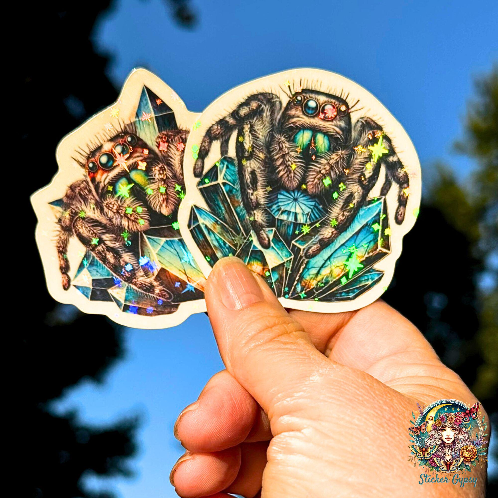Holographic Jumping Spider Sticker Set #11 - 2 Cute, Sparkly Arachnids ...