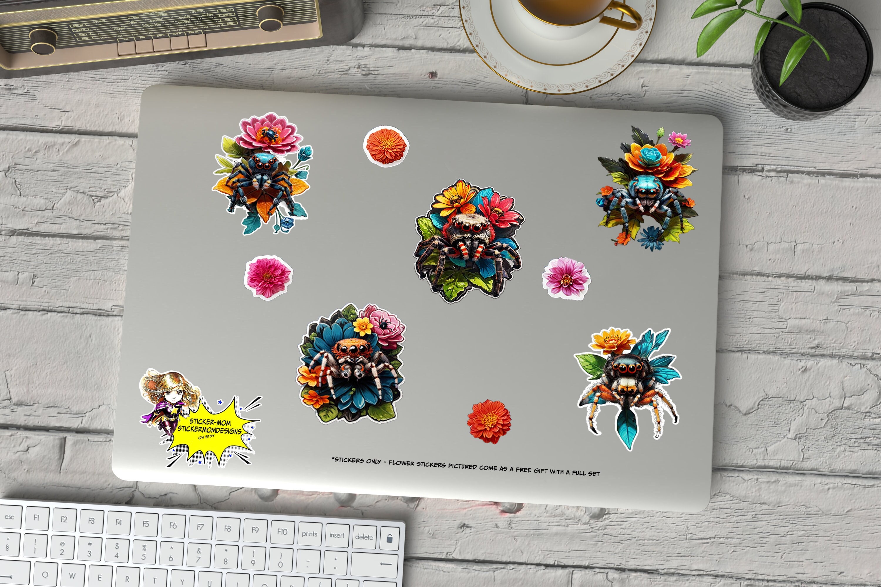 Cute & Creepy Jumping Spider Stickers, Vibrant Arachnid Decals, Laptop ...