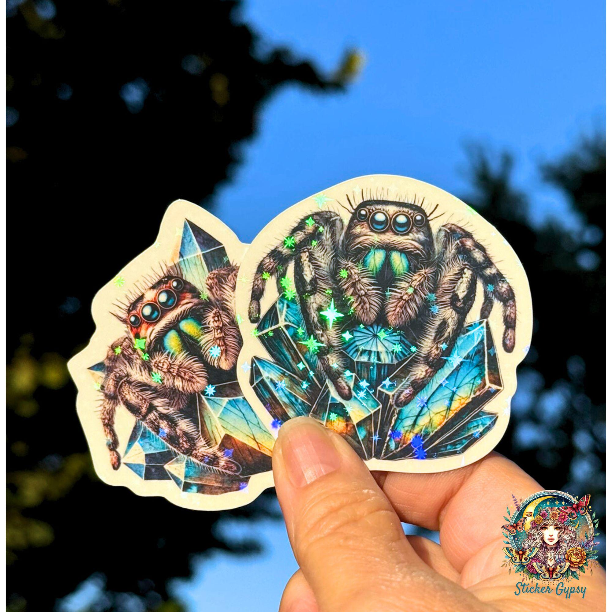 Holographic Jumping Spider Sticker Set #11 - 2 Cute, Sparkly Arachnids ...