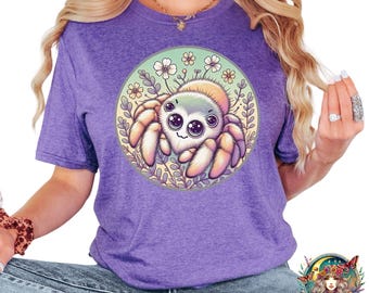 Camiseta de araña saltarina, linda y espeluznante, de manga corta - 5 colores - tallas XS-XXXL cómoda Bella Canvas 3001 arácnido