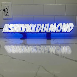 Custom 3D Printed LED Name Sign | Personalized Gamer Tag, YouTube channel, Twitch | Desk Light | USB Powered Neon Night Light