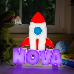 Rocket Name Night Light | Personalized Night Light | Gift For Kids Room Decor | Baby Night Lamp | Baby Gift Birth | Nursery Bedside Lamp
