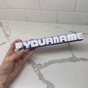 Custom Twitch-Style Name Sign - Personalized Gamer Desk Decor with 3D Disign