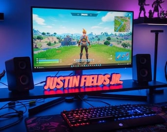 Letrero LED personalizado impreso en 3D con nombre / Nombre de jugador personalizado, Twitch / Luz de escritorio / Luz nocturna de neón con alimentación USB