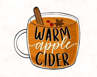 Apple Cider SVG, Fall Drink Designs, Fall PNG, Seasonal Stickers, Instant Digital Download