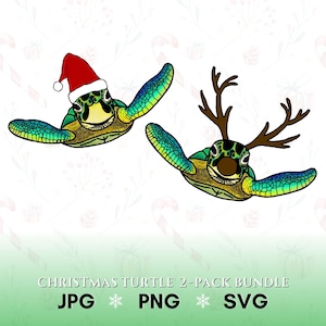 Christmas png bundle, Reindeer svg, Sea Turtle svg, Sea Turtle Sticker, Turtle Lover Gift, Holiday Stickers, Christmas Turtle, Holiday svg