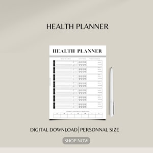 PRINTABLE Health Planner Printable Health Planner Page - Etsy Canada